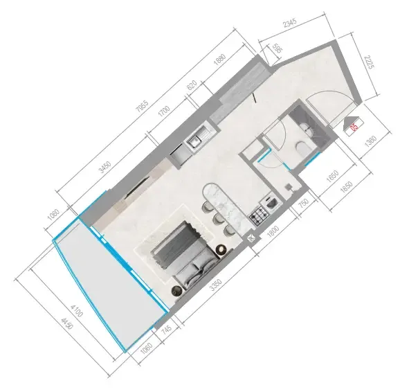 Orchid Towers Phase 1 Studio floor plan, 455 sqft