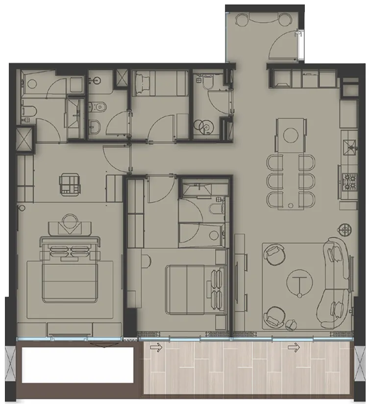 Sea Cliff by Imtiaz 2 bed floor plan, 1,450 sqft