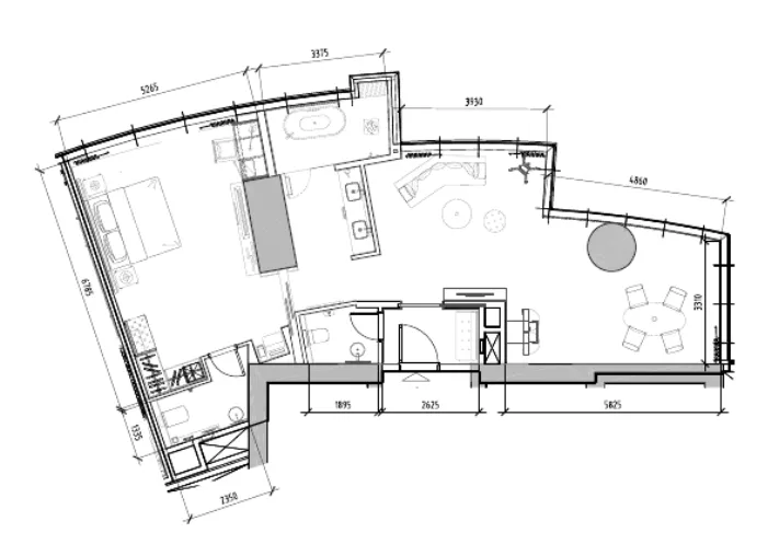 Damac Towers by Paramount 1 bed floor plan, 1,155 sqft