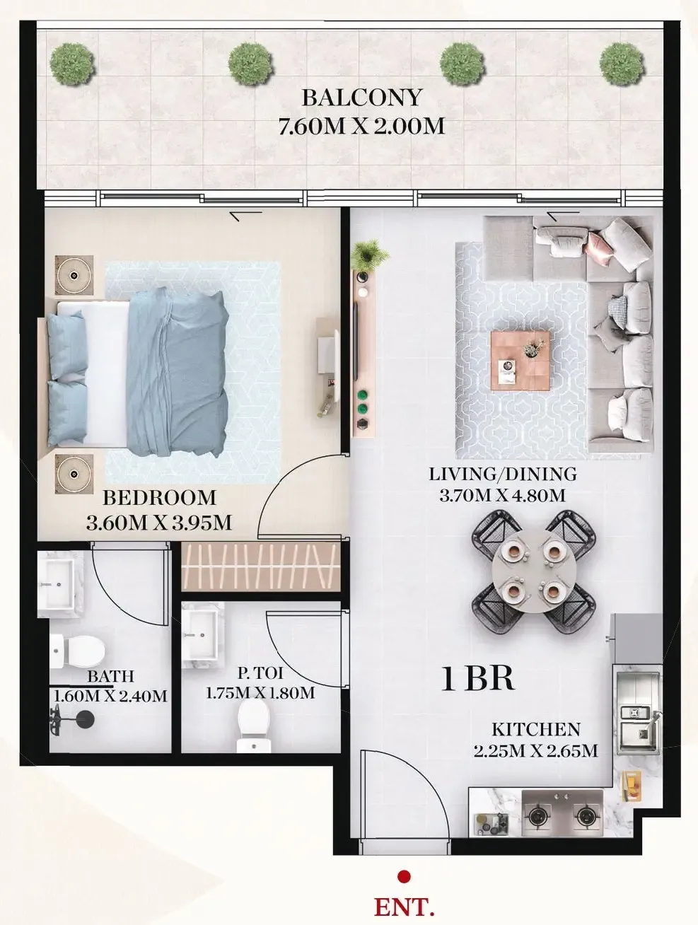 Chapter 01 by Newbury 1 bed floor plan, 751 sqft