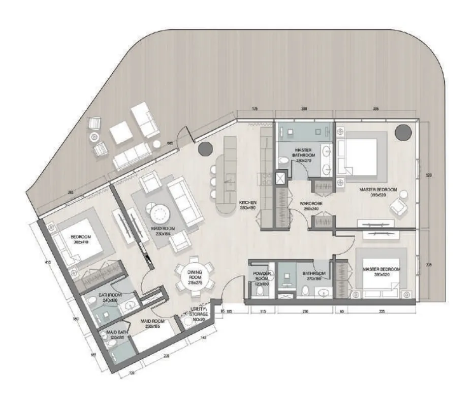 Quattro Del Mar 3 bed floor plan, 2,218 – 2,702 sqft