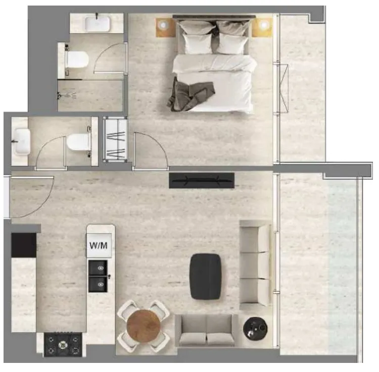 Santorini Residences by Loutraki 1 bed floor plan, 655 sqft