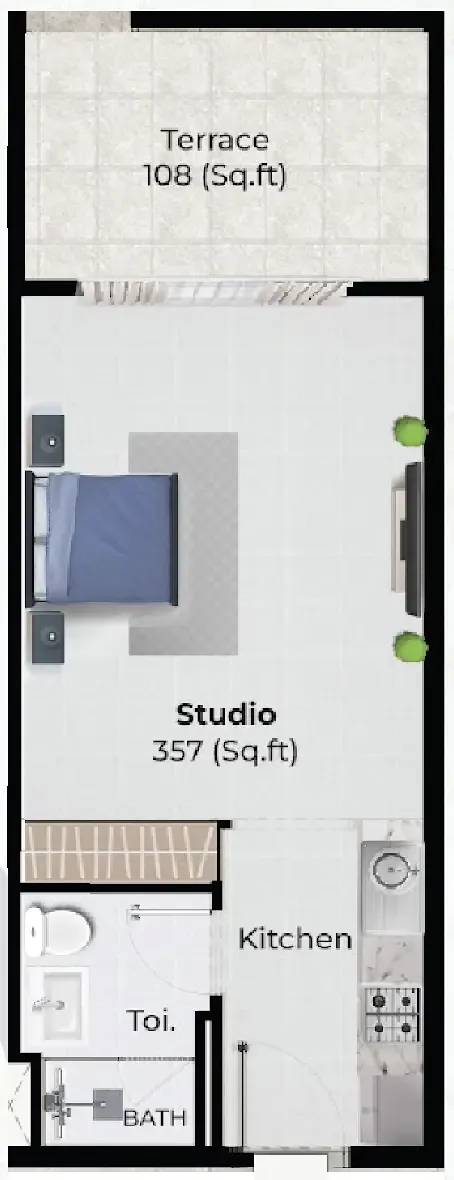 Chapter 02 by Newbury Studio floor plan, 465 sqft