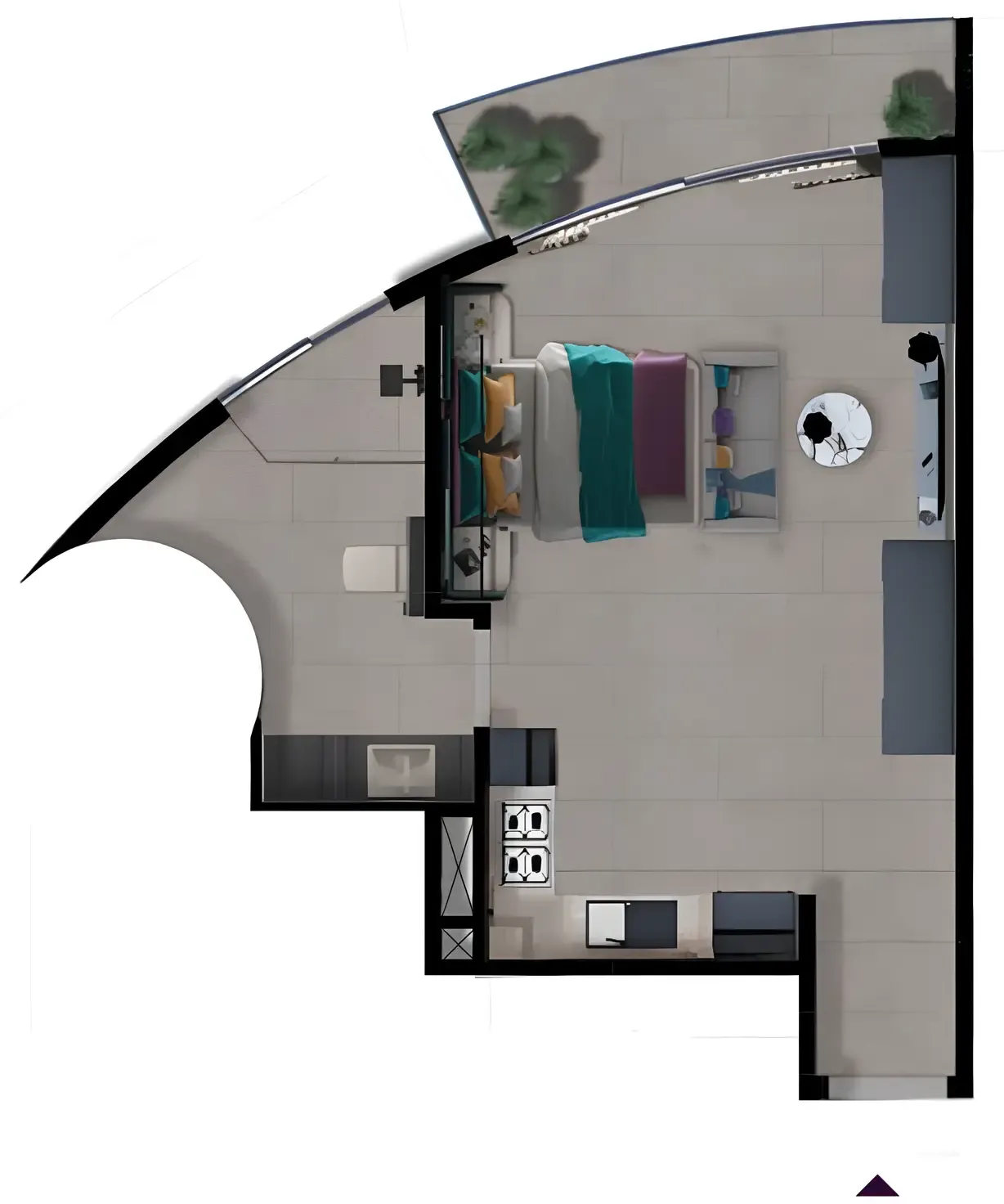MBL Signature Studio floor plan, 587 sqft