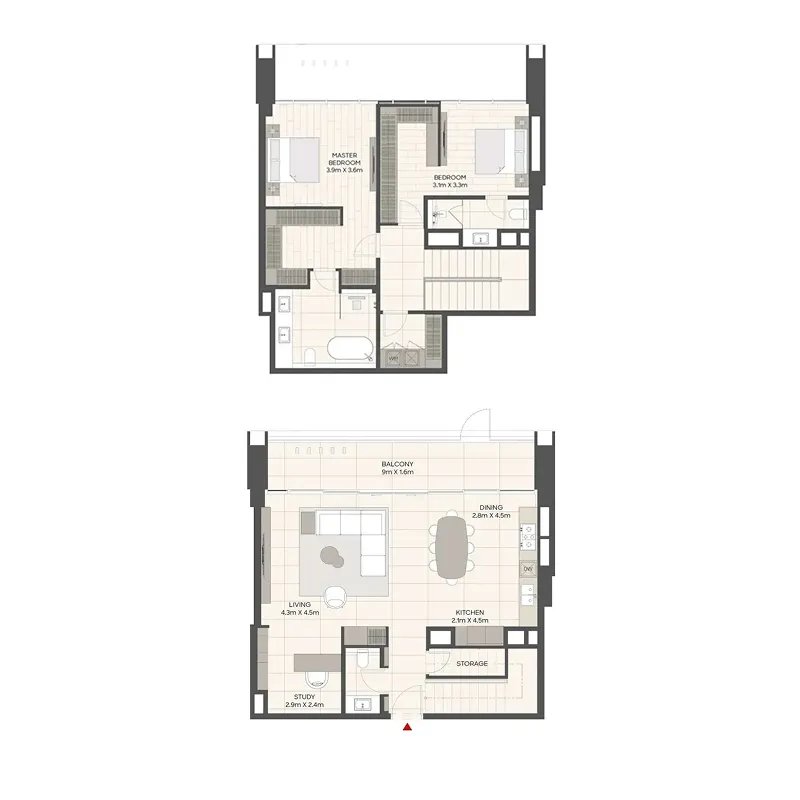 LIV Maritime 2 bed floor plan, 1,878 sqft