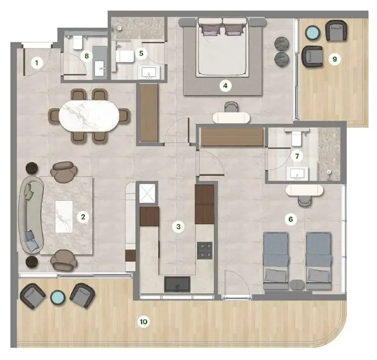 Parkgreen Residences 2 bed floor plan, 1,184 sqft