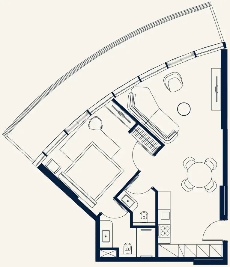 Trussardi Residences Phase Two 1 bed floor plan, 916 sqft