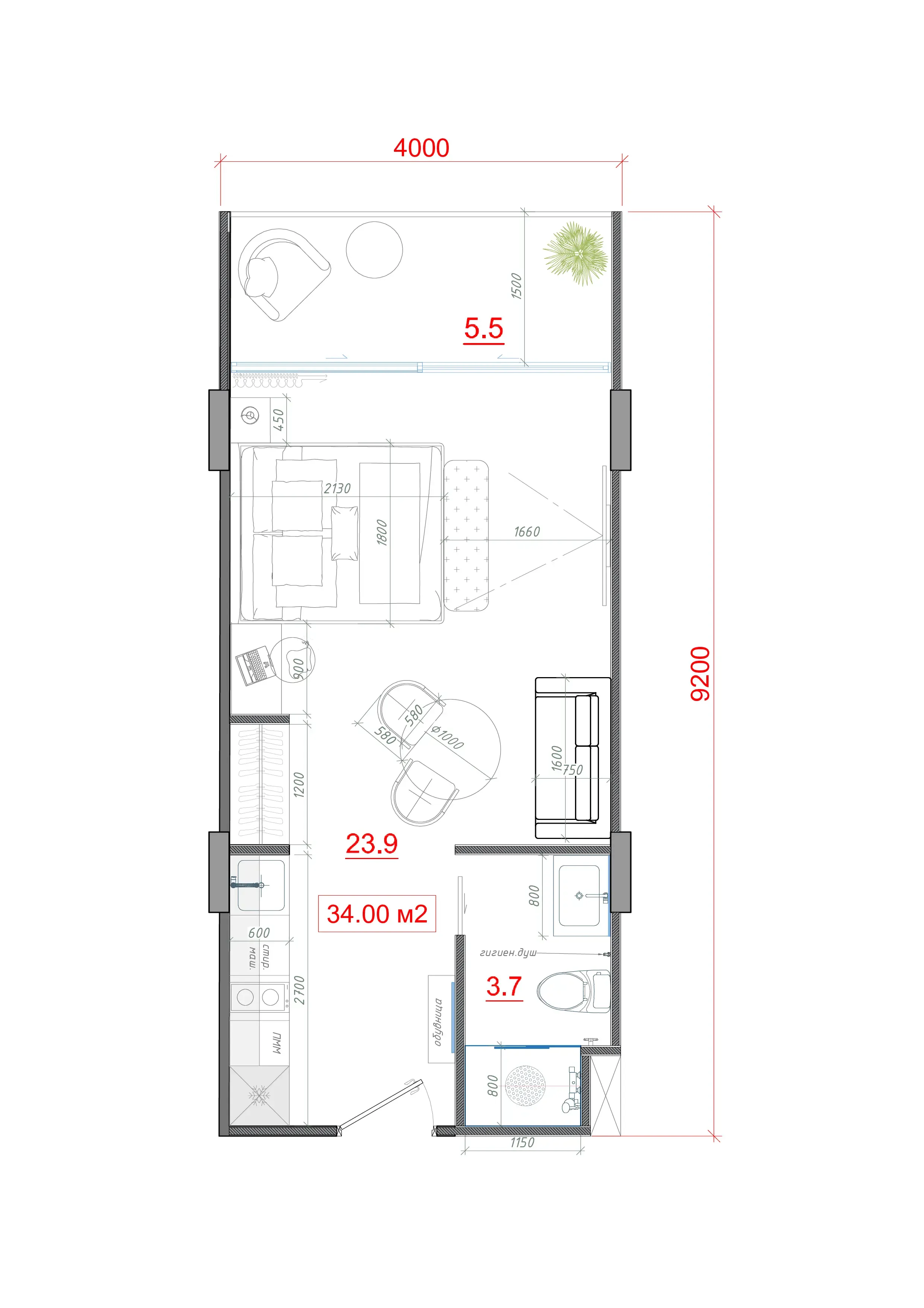 Sun Hills Lakeside Studio floor plan, 388 sqft