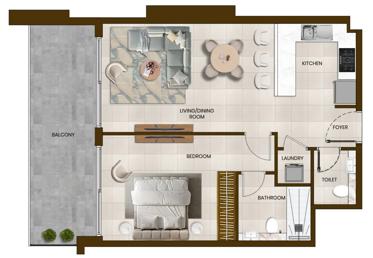 Butterfly Towers 1 bed floor plan, 857 sqft