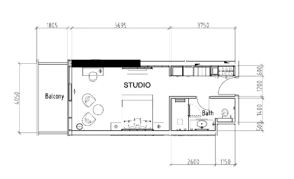 Damac Hills - Radisson Dubai Studio floor plan, 499 – 500 sqft