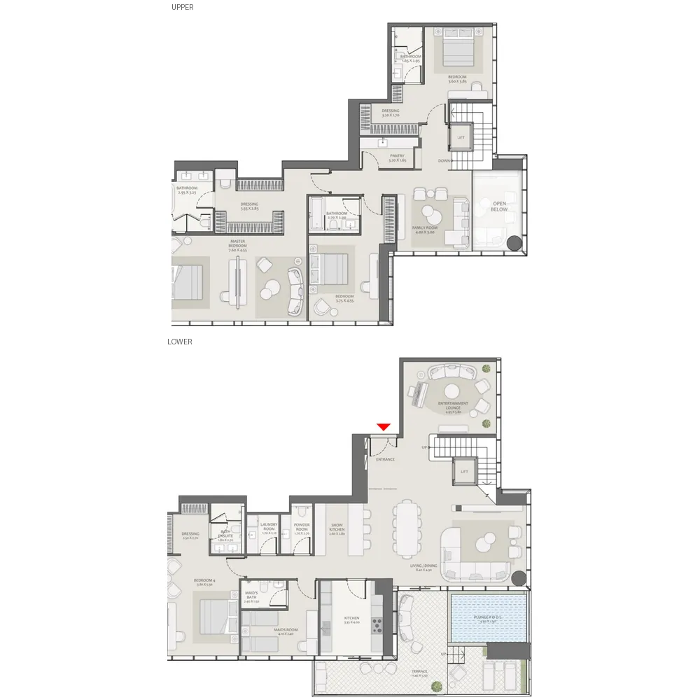 Avenue Park Towers 2 at Wasl 1 4 bed floor plan, 4,408 sqft