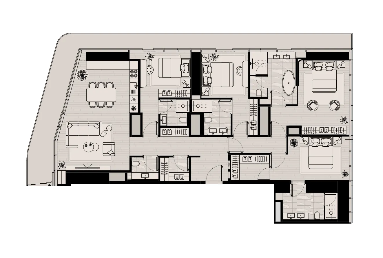LIV Maritime 4 bed floor plan, 2,516 sqft