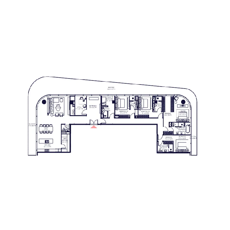 Inaura Hotels & Residences Downtown 4 bed floor plan, 4,037 – 4,667 sqft