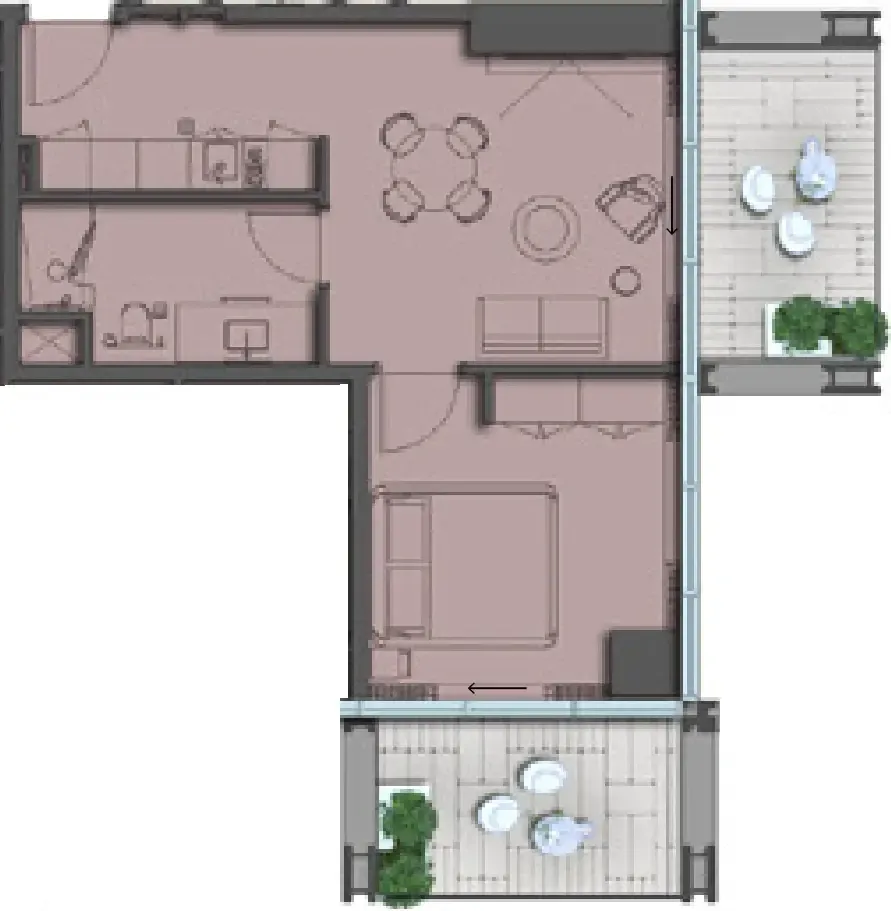 The Symphony by Imtiaz 1 bed floor plan, 732 sqft