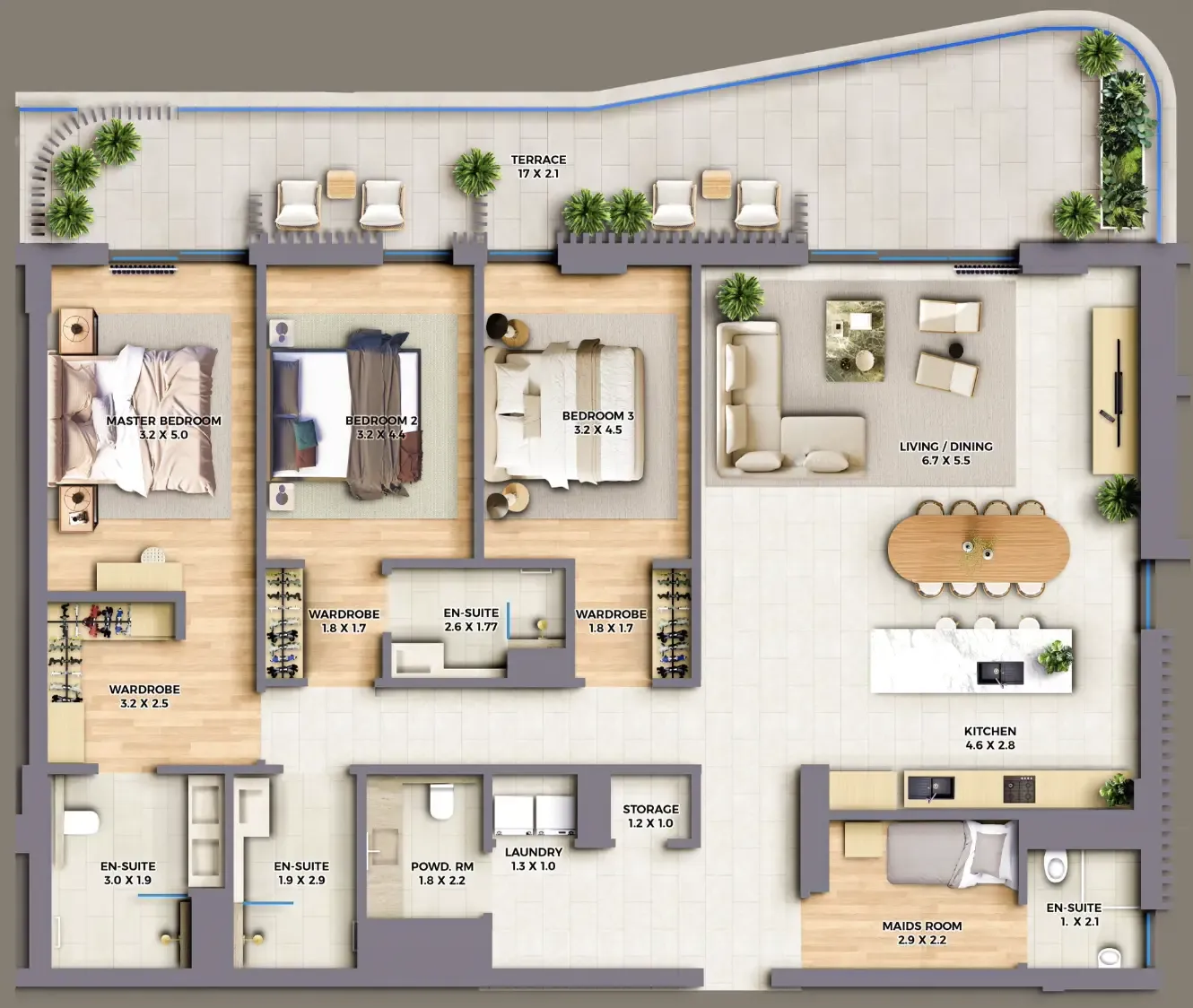The Cape 3 bed floor plan, 2,582 sqft