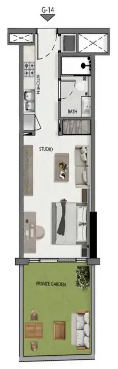 Avana Residences Studio floor plan, 487 sqft