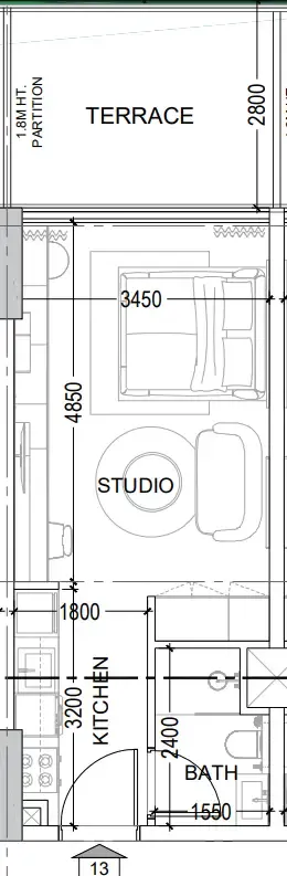 Al Haseen Residences 6 Studio floor plan, 432 sqft