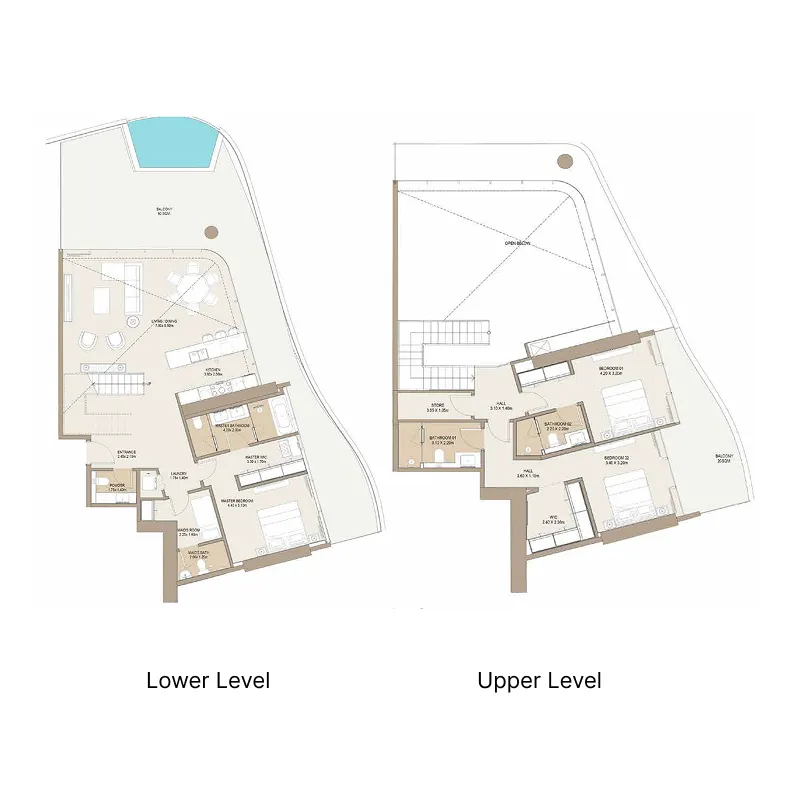 Laguna Residence 3 bed floor plan, 3,105 – 3,117 sqft