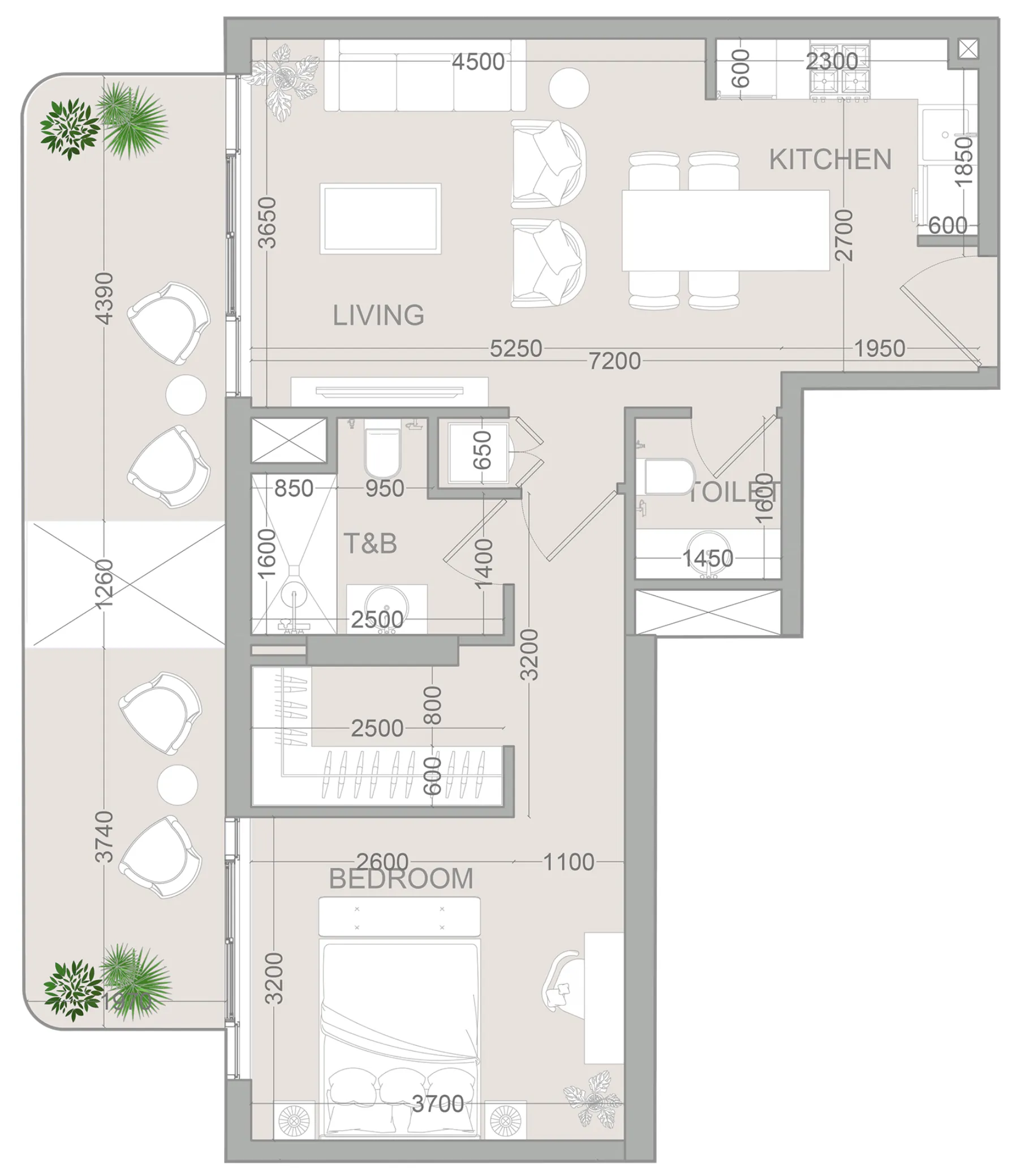 TETR1S Tower 1 bed floor plan, 815 sqft