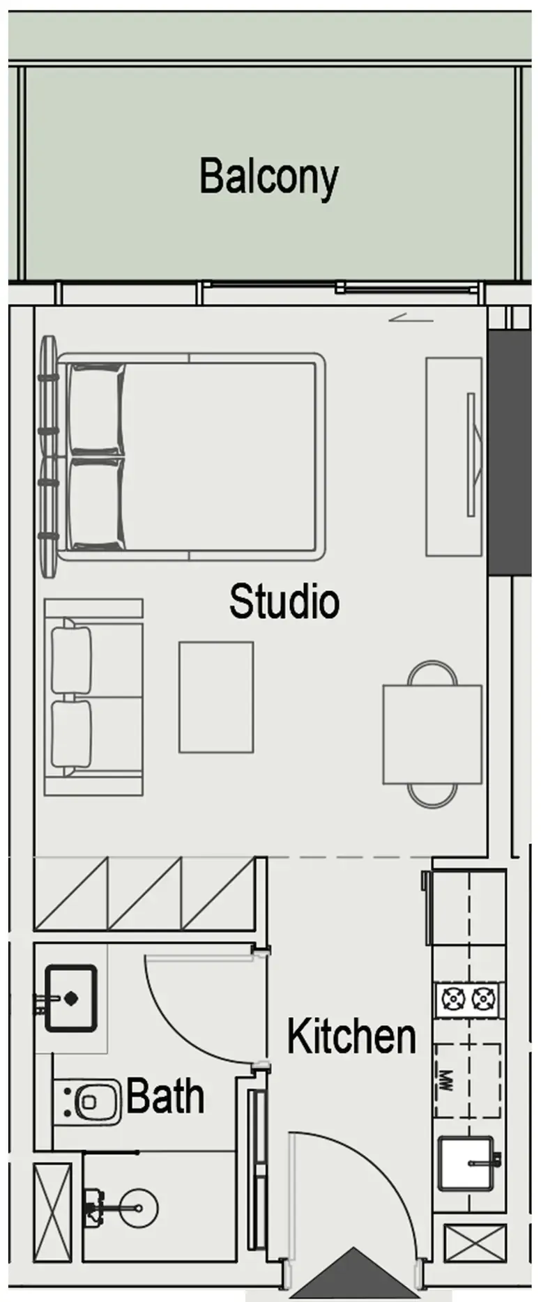 15 Cascade Featured by Versace Ceramics Studio floor plan, 426 sqft