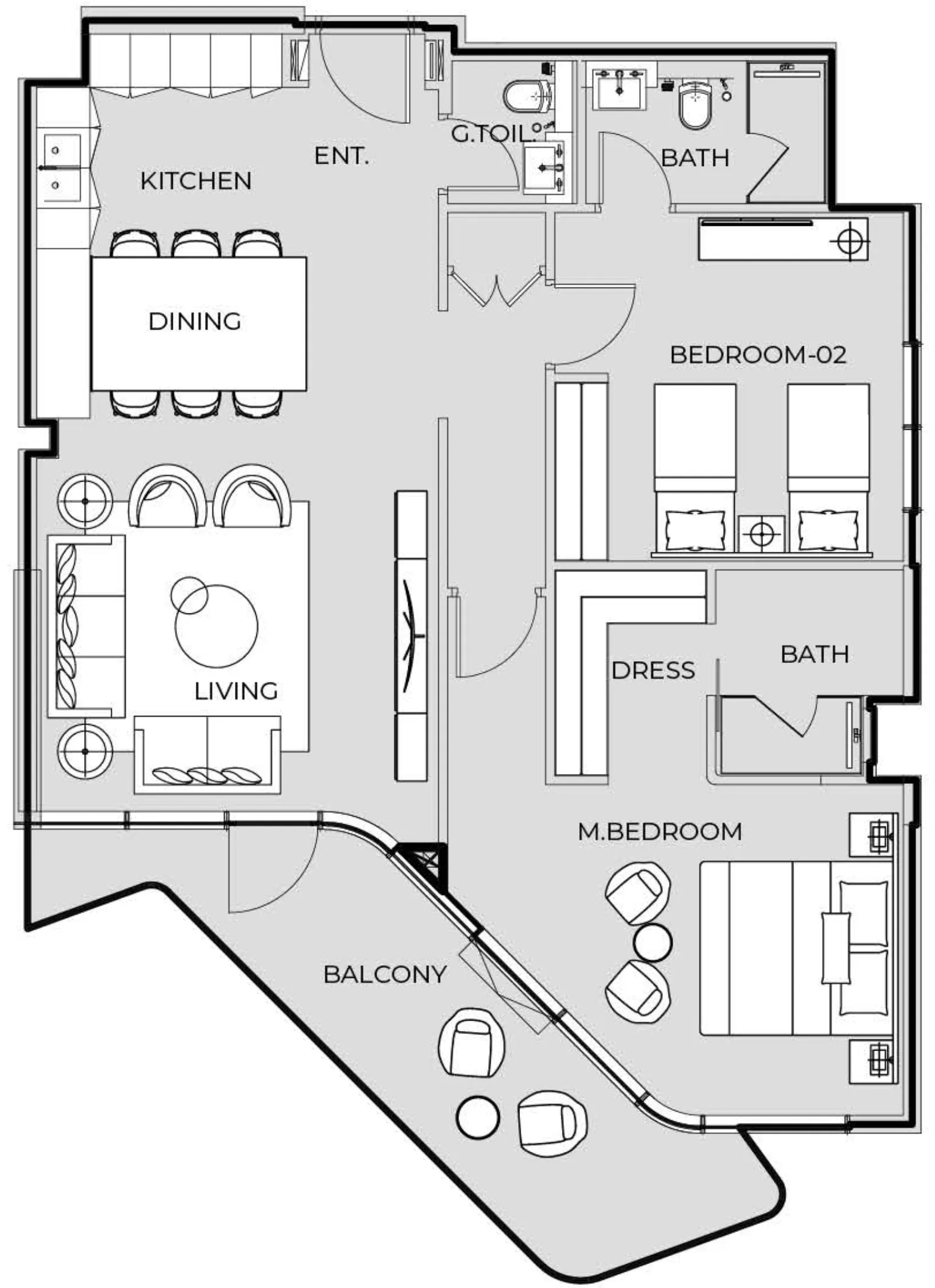 Coastal Haven 2 bed floor plan, 1,244 sqft