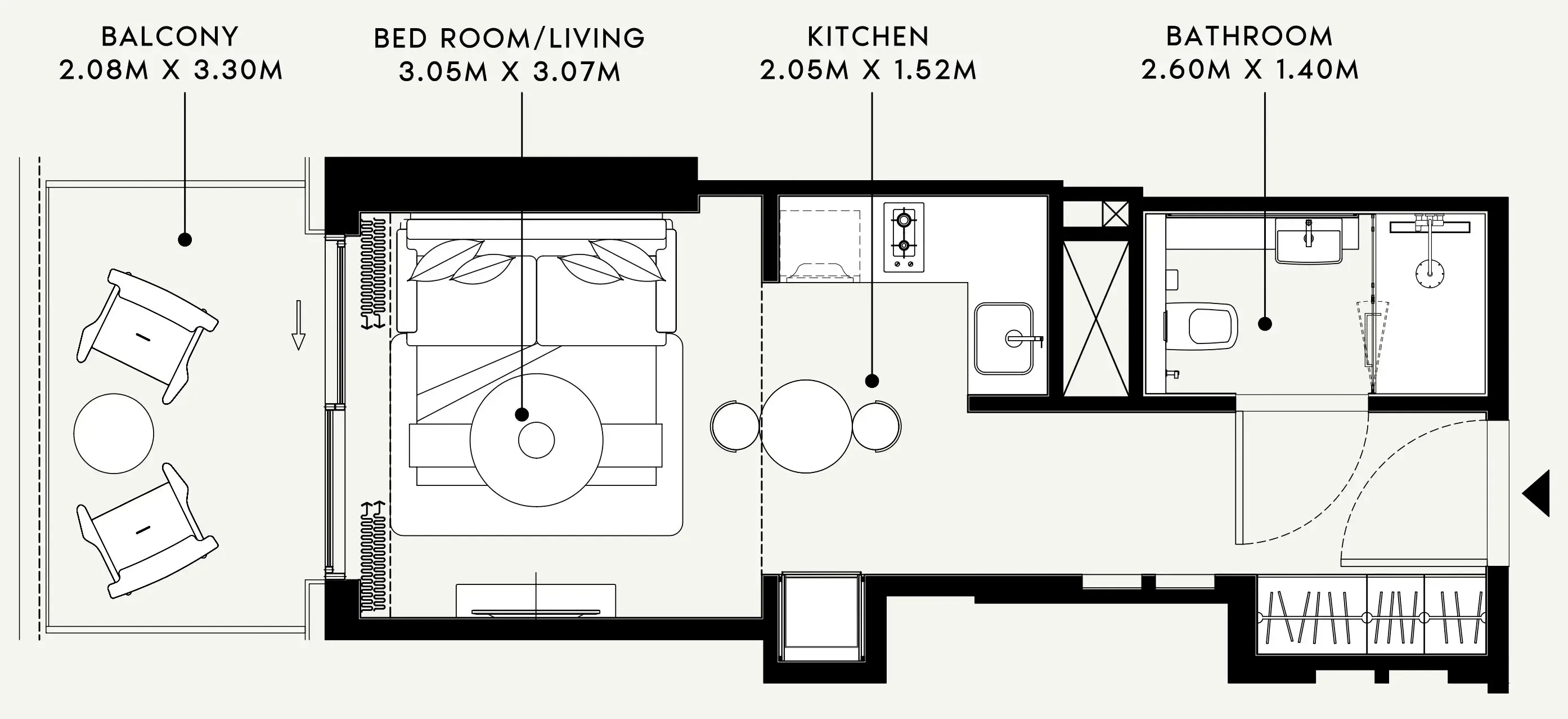 Azizi Venice Studio floor plan, 386 sqft