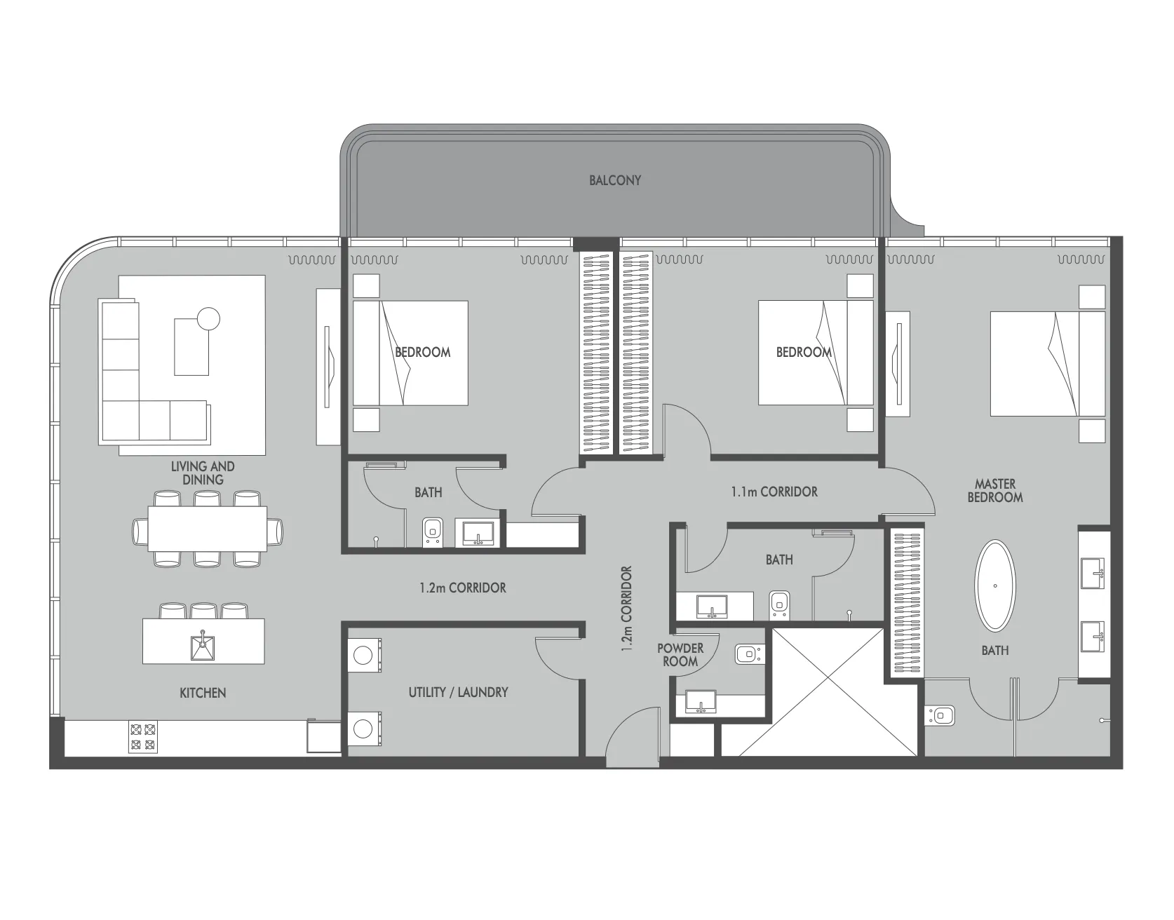 Seaside by Prestige One 3 bed floor plan, 1,975 sqft