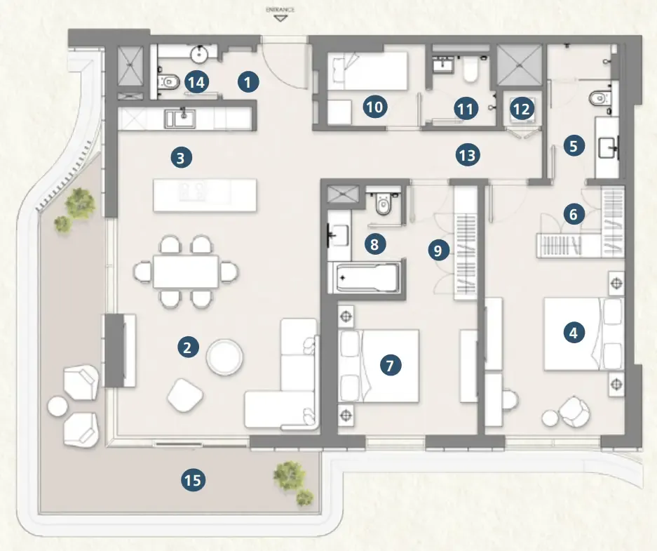 Muheira Maysan 2 bed floor plan, 1,562 sqft