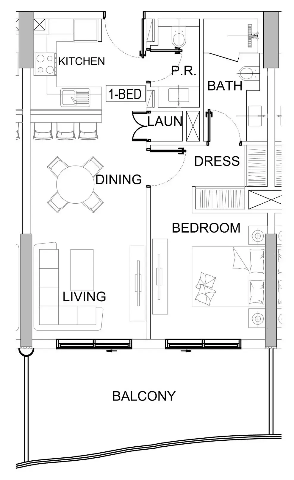 Valencia 1 bed floor plan, 793 sqft