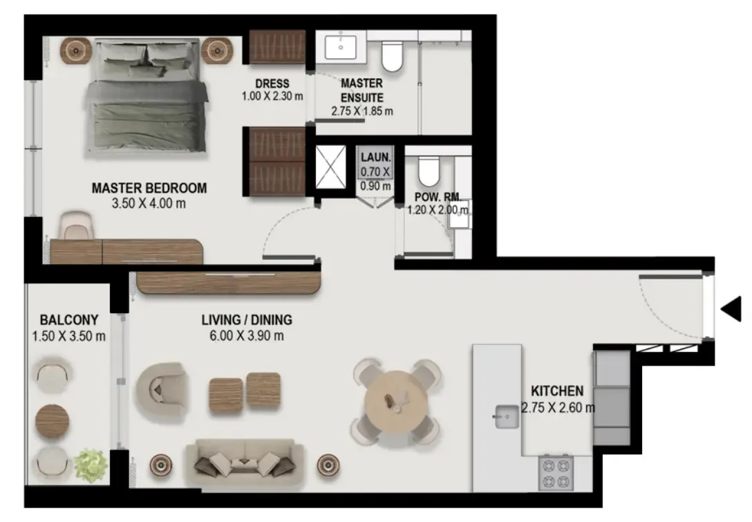 Boulevard Park at Wasl Gate 1 bed floor plan, 839 – 840 sqft