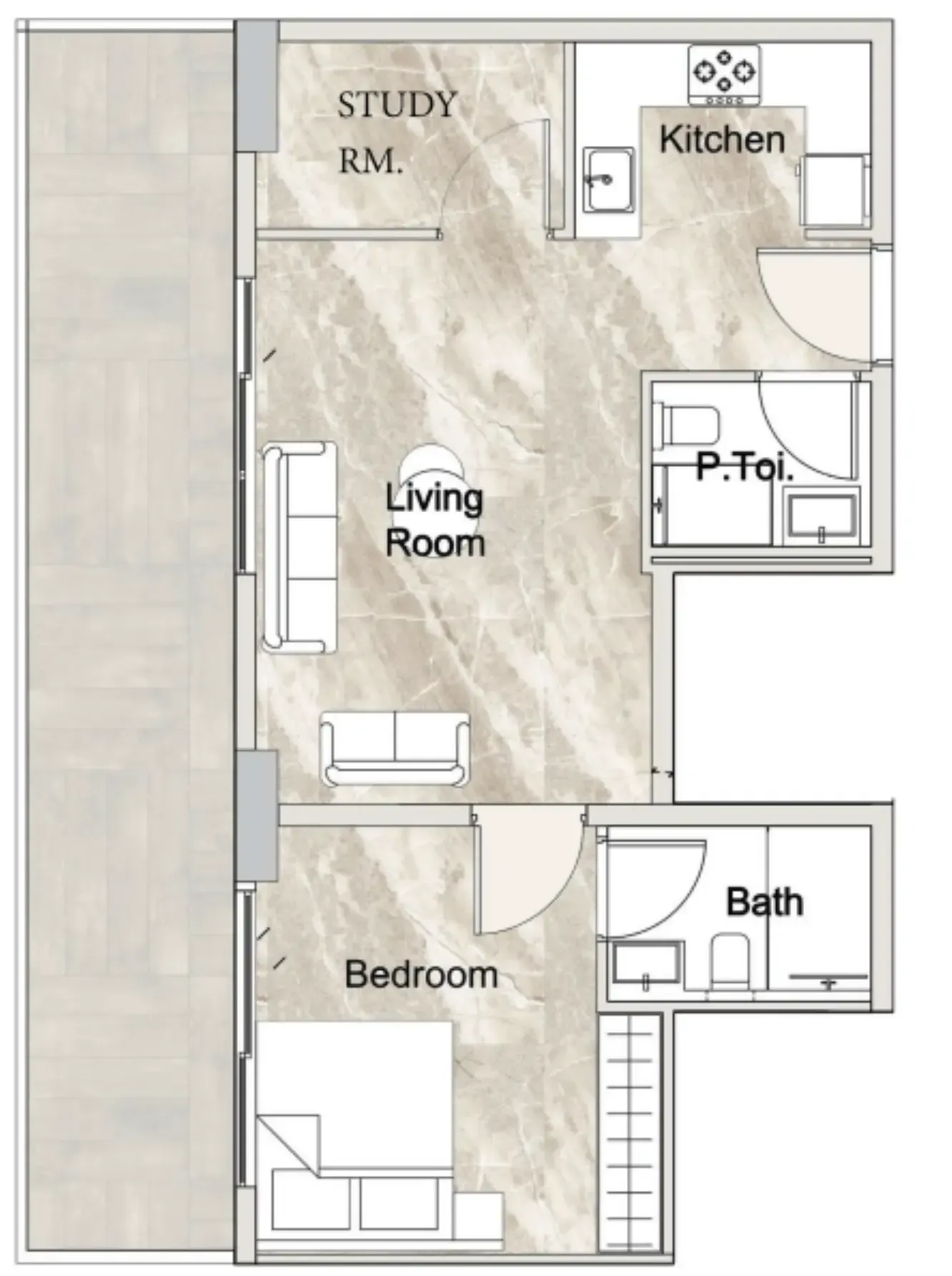 Zyra Vista Residence 1 bed floor plan, 850 sqft