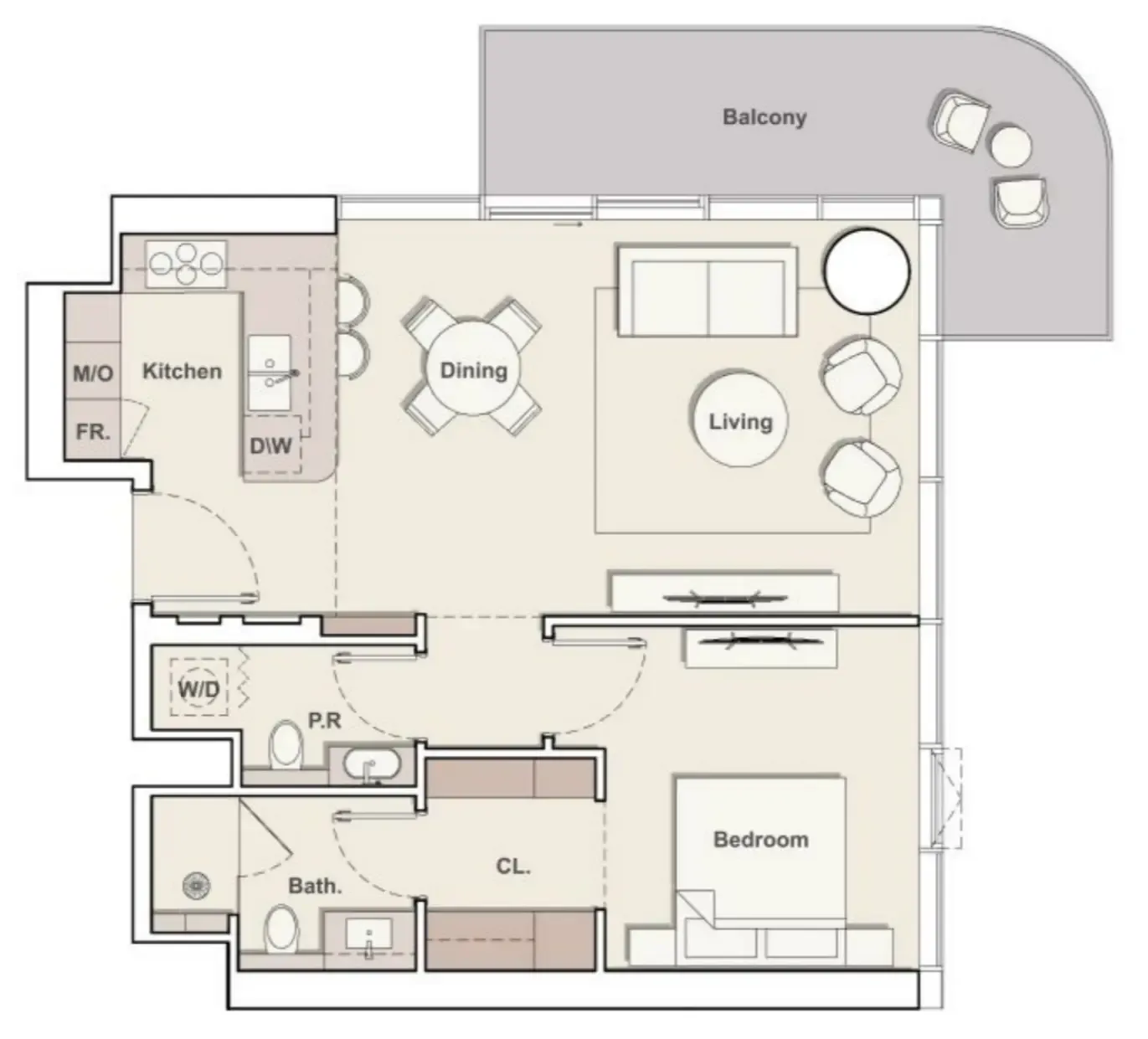 The Meriva Collection 1 bed floor plan, 920 sqft
