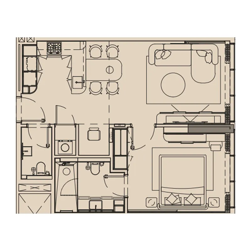 Pearl House IV 1 bed floor plan, 994 sqft