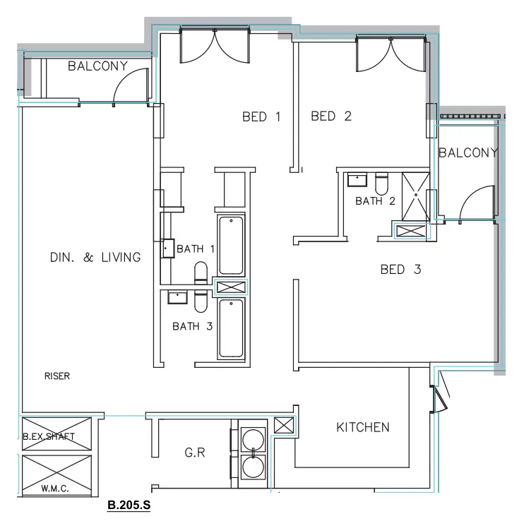 Janayen Avenue 3 bed floor plan, 1,655 sqft