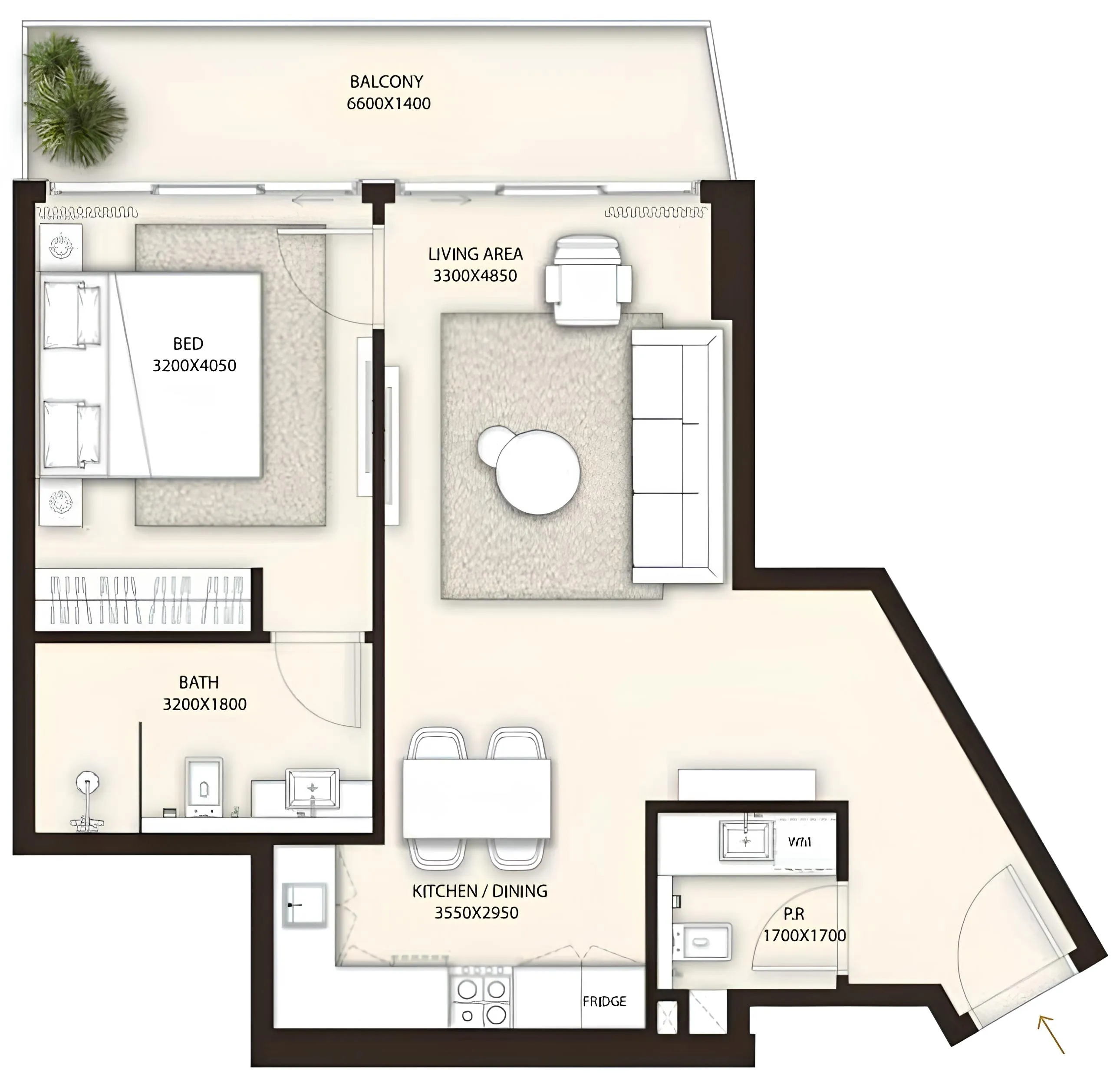 Condor Golf Links 18 1 bed floor plan, 761 sqft