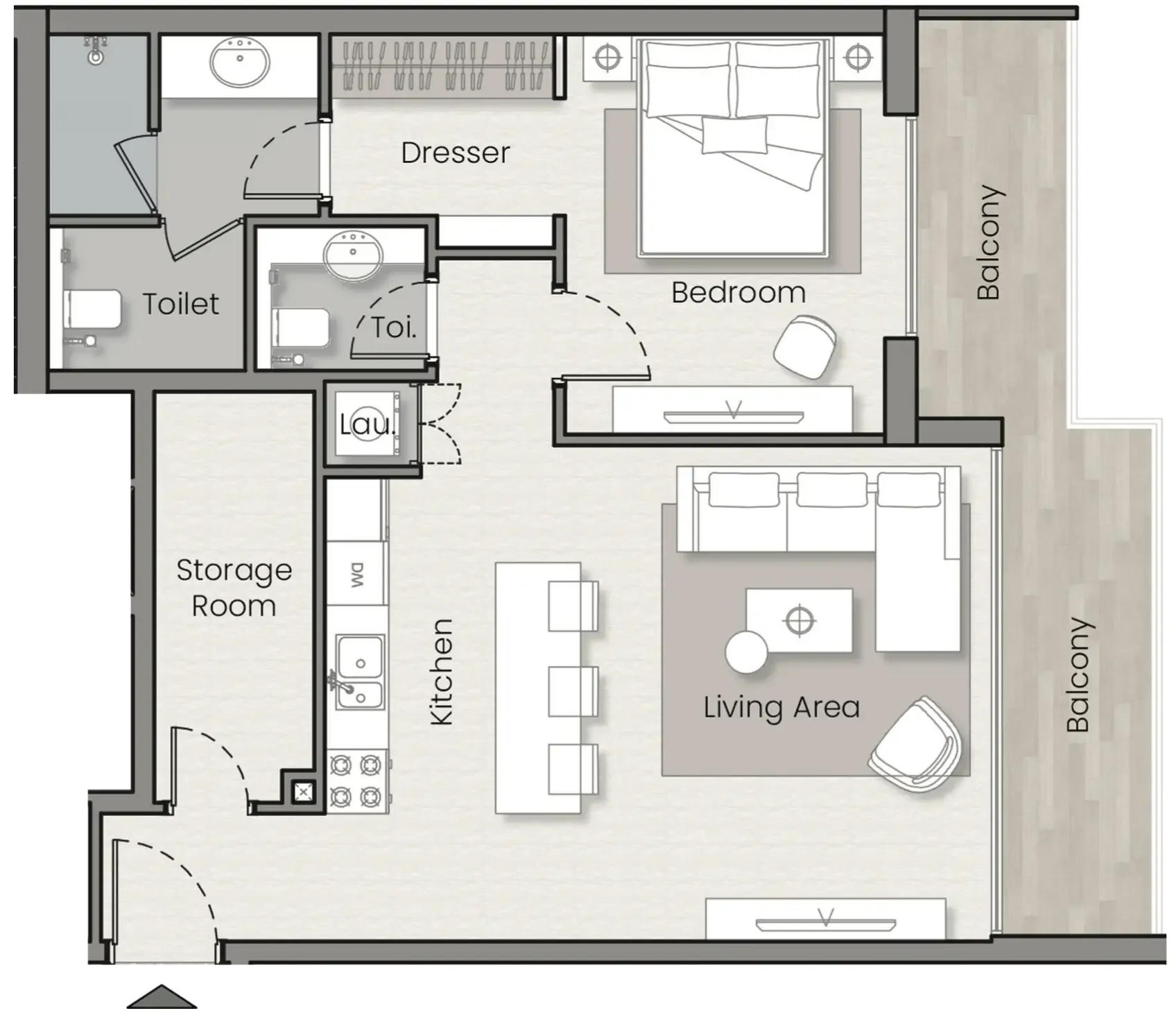 Havelock Heights 1 bed floor plan, 895 sqft