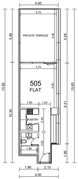 11 Hills Park Studio floor plan, 650 sqft