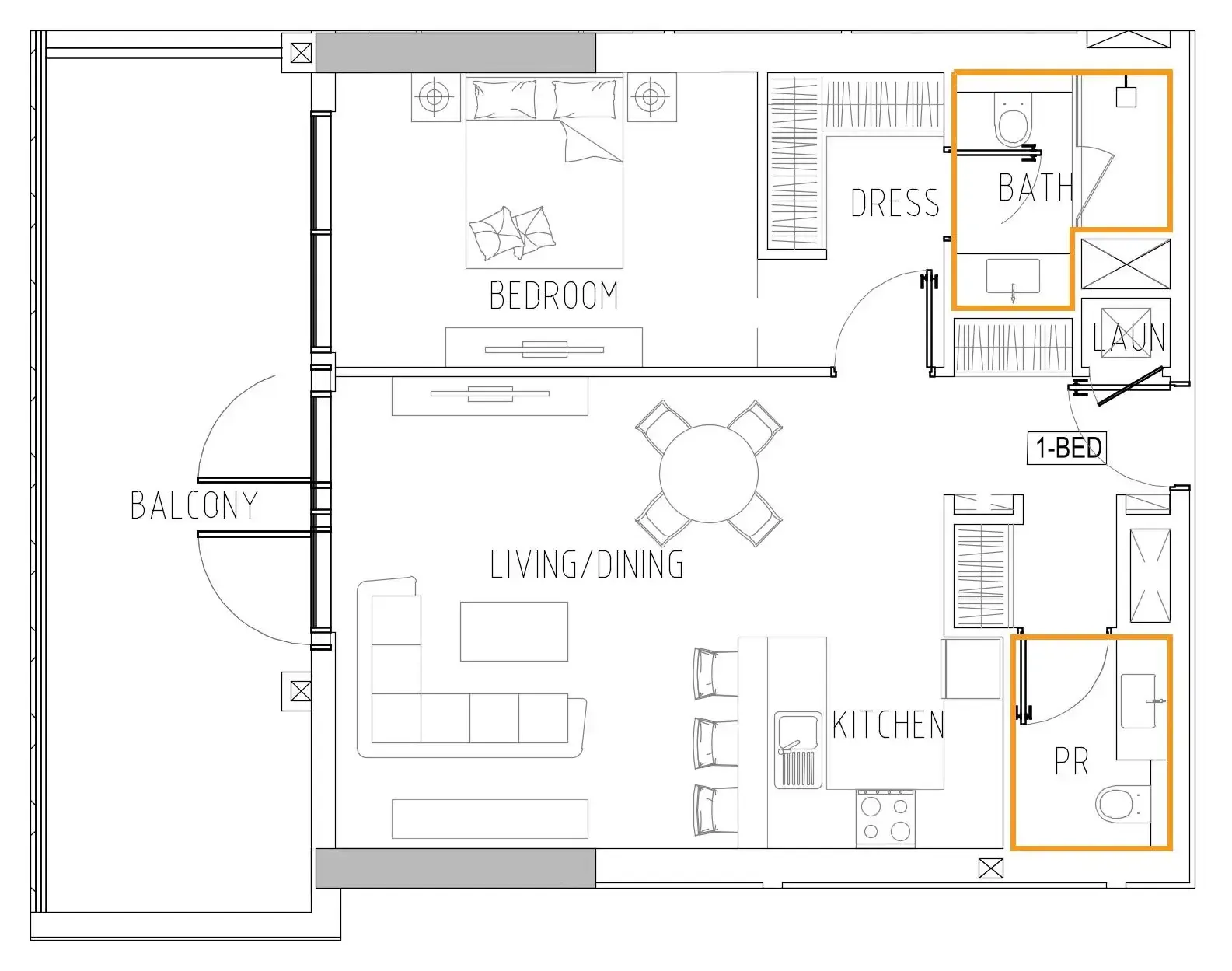 Damac Riverside Views 1 bed floor plan, 1,043 sqft