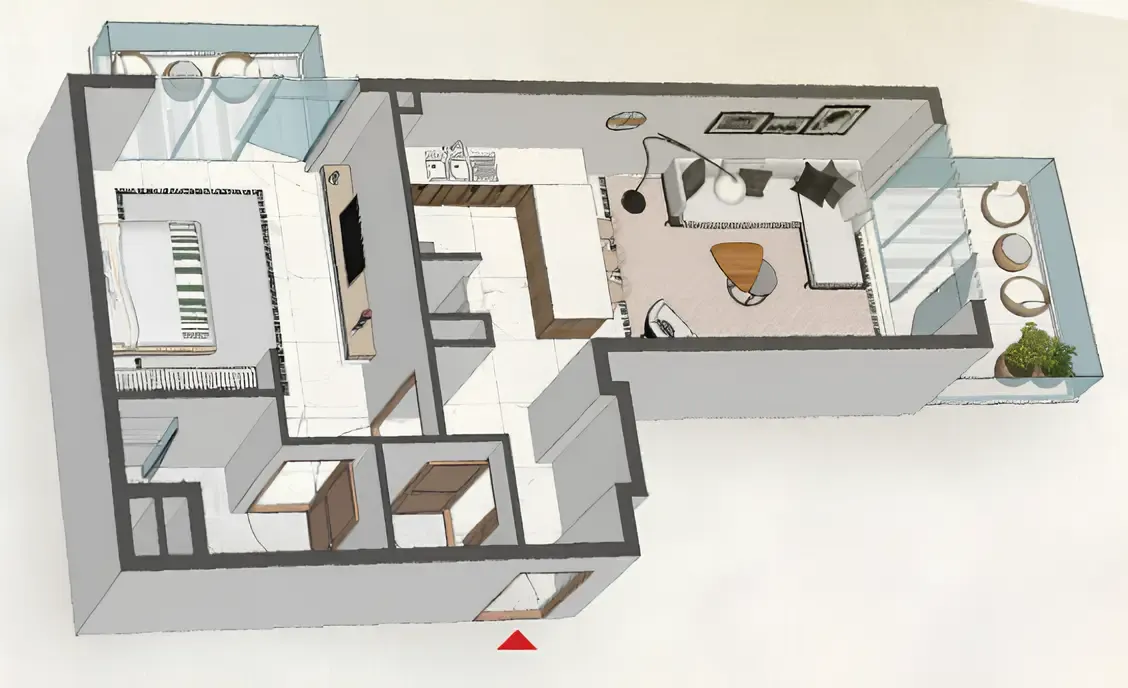 Comfort by Roof 1 bed floor plan, 974 sqft
