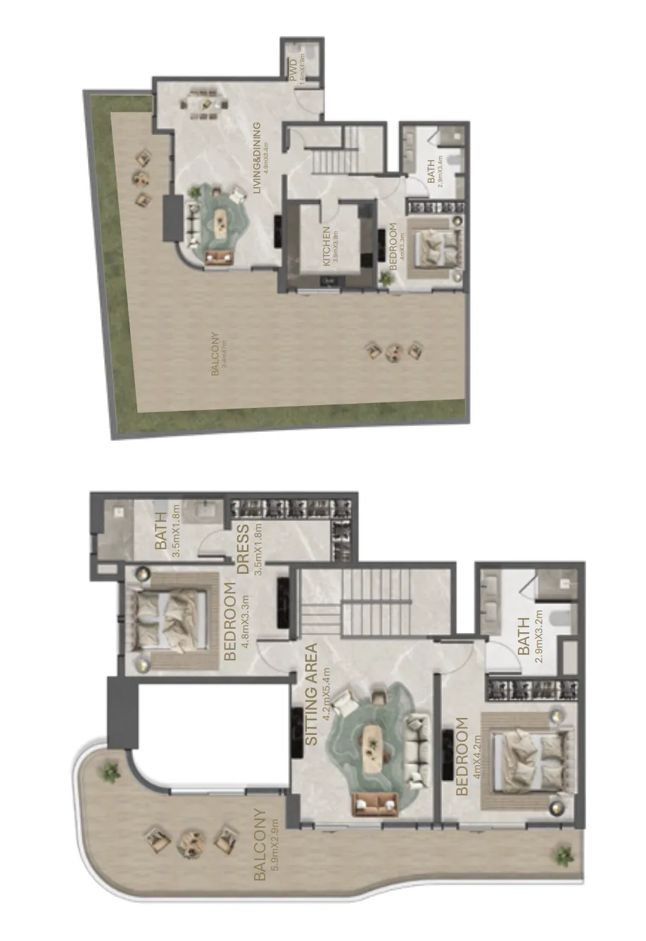 La Perla by BNW Developments 3 bed floor plan, 4,000 sqft