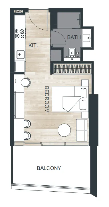 Binghatti Ghost Studio floor plan, 447 – 448 sqft