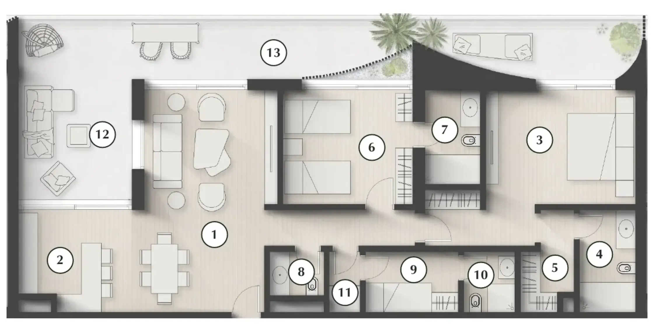 Lunaya Terraces 2 bed floor plan, 1,817 sqft