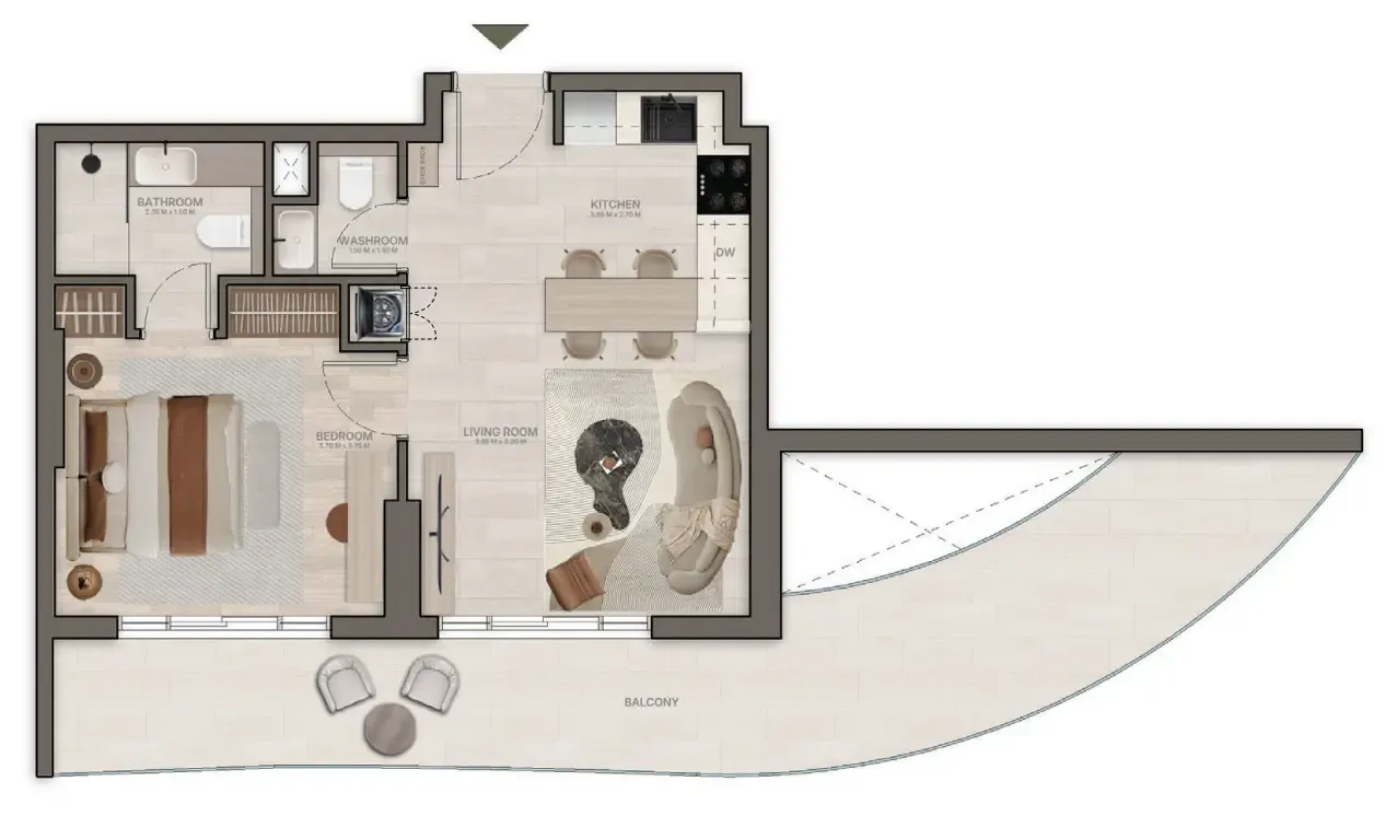 Stax 1 bed floor plan, 792 – 793 sqft