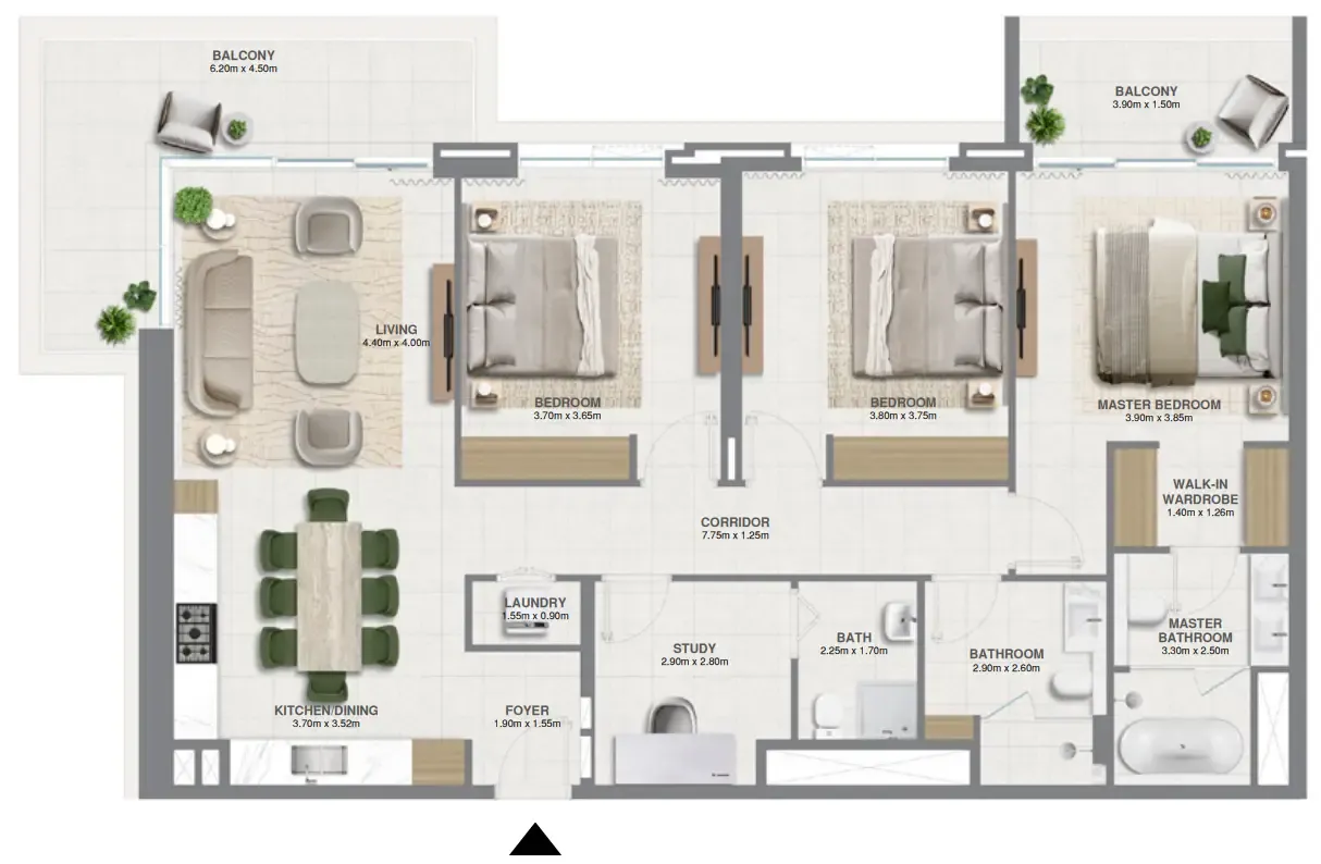 Golf Verge 3 bed floor plan, 1,777 sqft