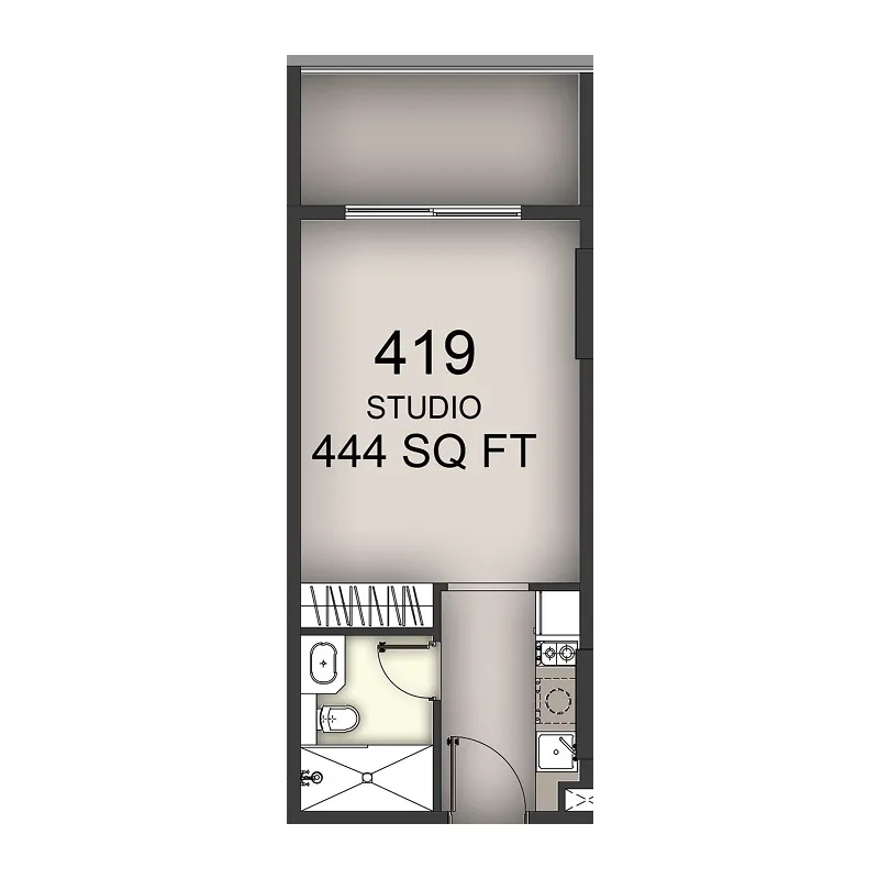 Aizel Tower Studio floor plan, 444 sqft