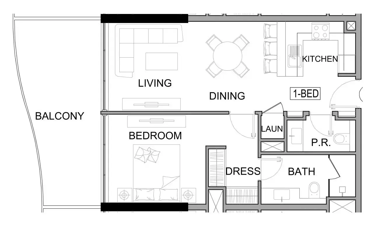 Damac Lagoons Views Phase 3 1 bed floor plan, 780 sqft