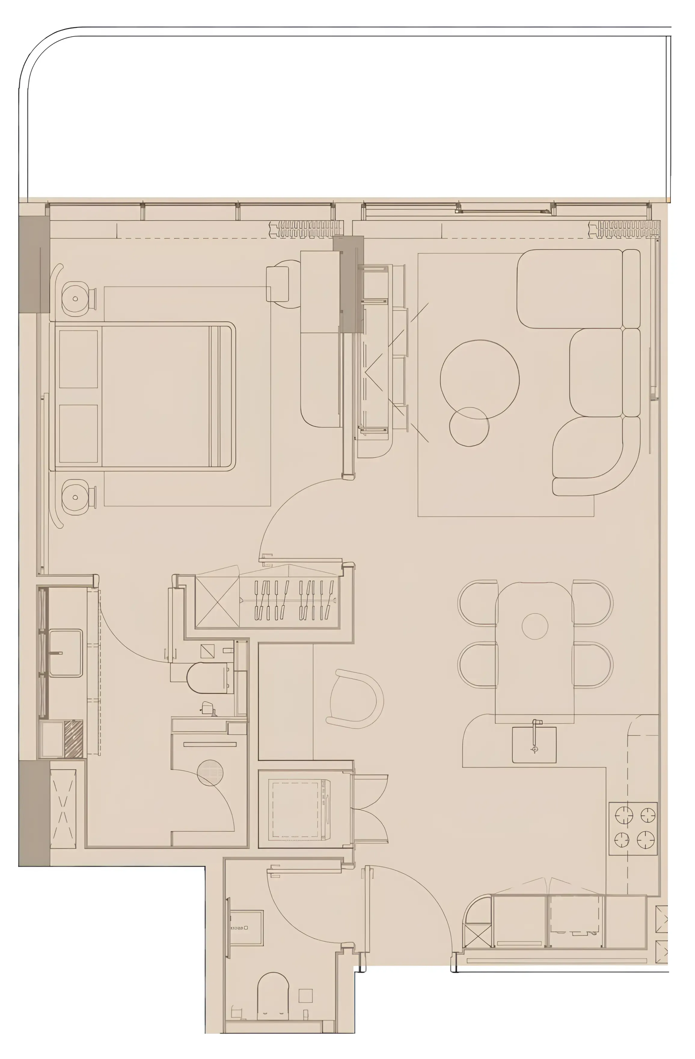 Pearl House IV 1 bed floor plan, 827 sqft