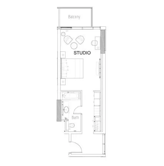 Damac Hills - Radisson Dubai Studio floor plan, 554 sqft