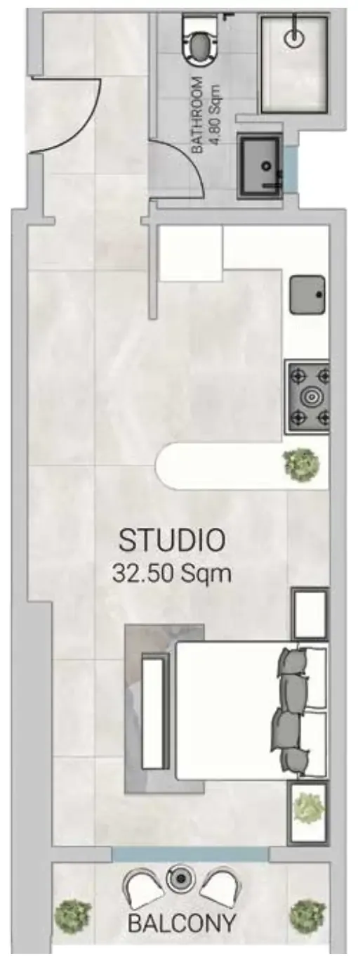 Al Ameera Village 5 Studio floor plan, 658 sqft