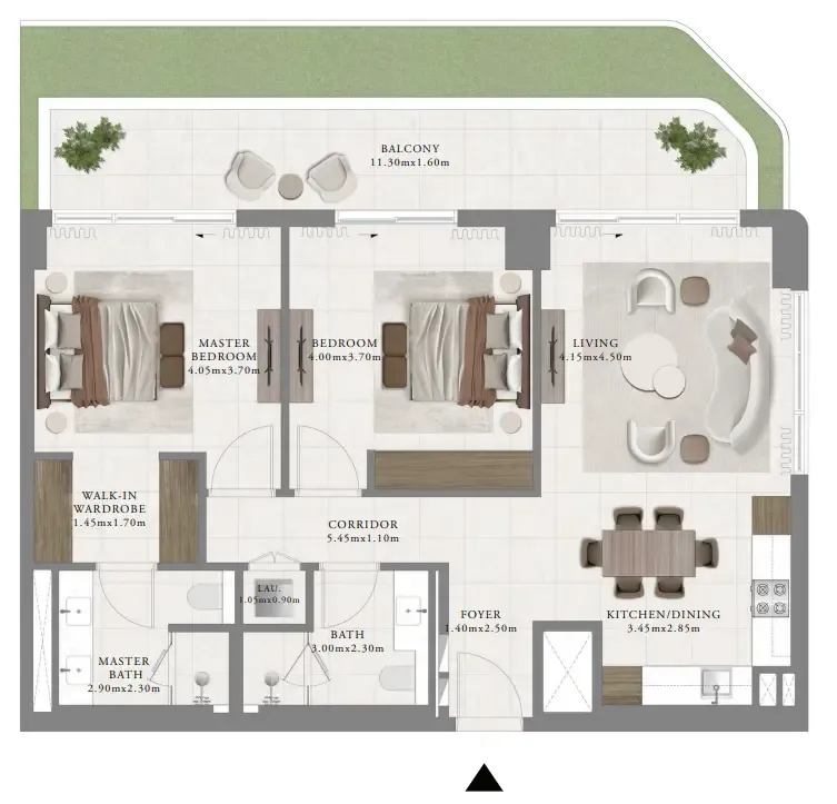Sera 2 2 bed floor plan, 1,302 sqft